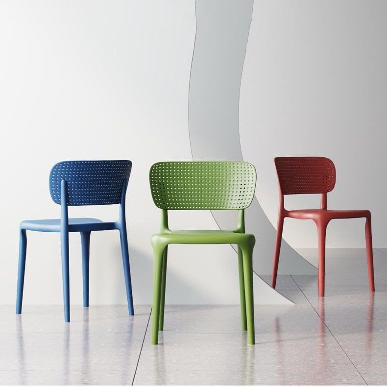 Sedia da pranzo in plastica in plastica contemporanea sedia aperta