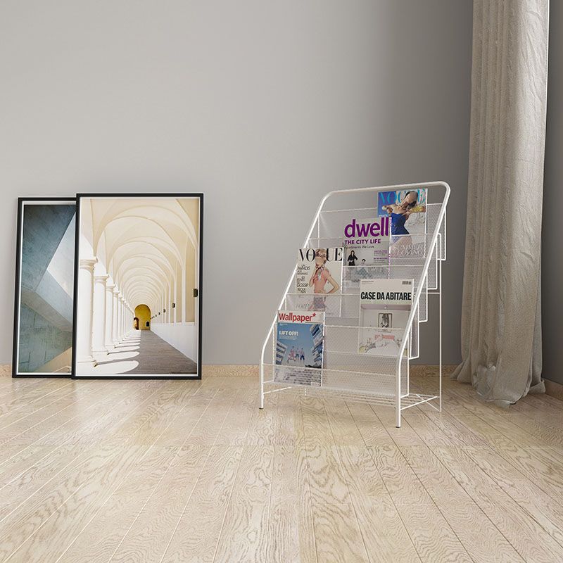 Metal Ladder Bookcase Scandinavian Style Closed Back Book Shelf