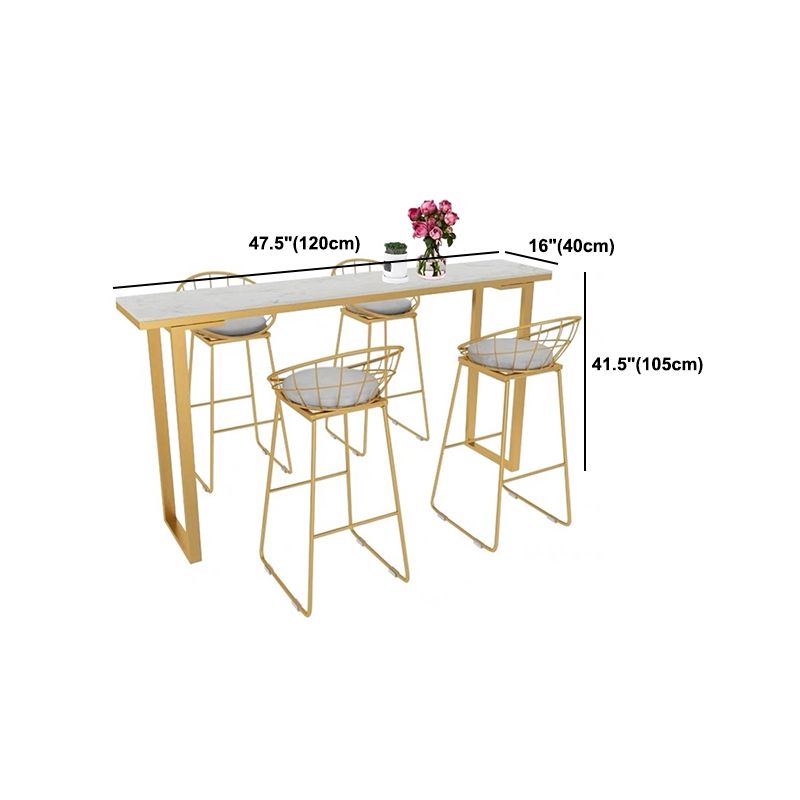 Glam Style Rectangle Bar Table Solid Wood Bar Dining Table with Sled Base