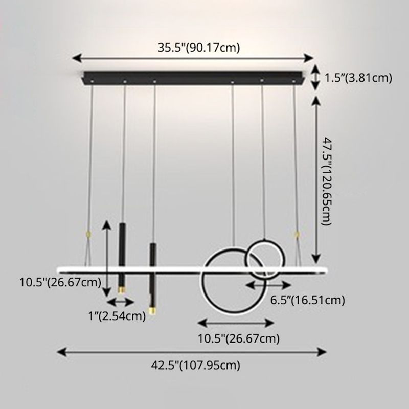 Modern Linear Island Chandelier Lights Metal Pendant Lights