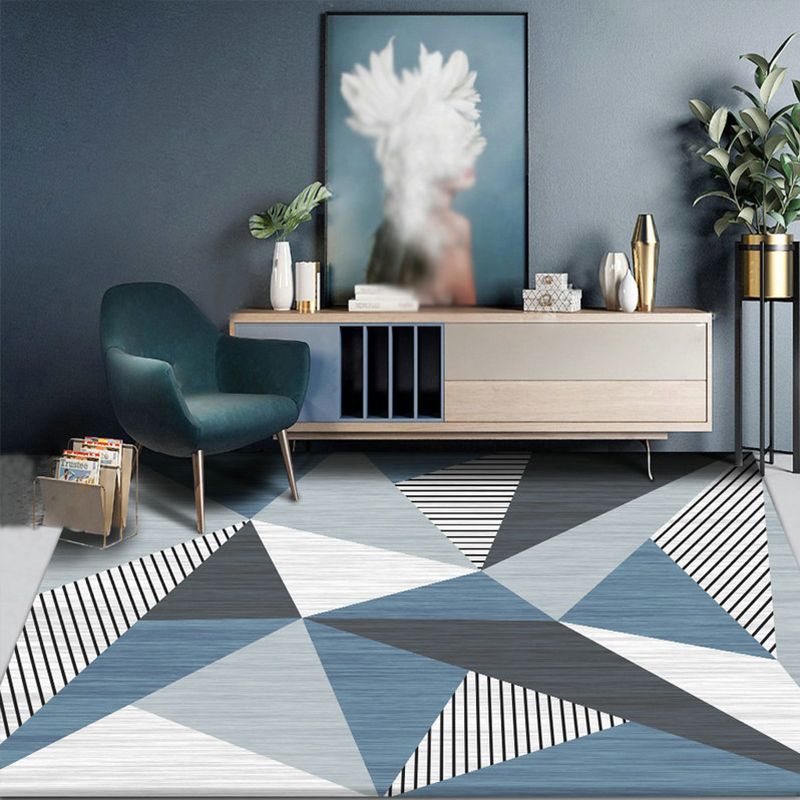 Colorful Triangle Print Rug Multicolor Modern Style Rug Synthetics Washable Stain Resistant Anti-Slip Rug for Home