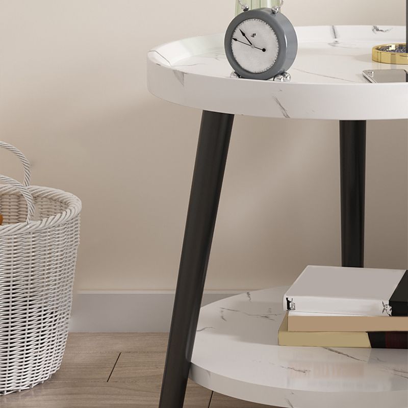 Modern Imitatoon Wood Bed Nightstand Round 18 Inch H Night Table with Legs