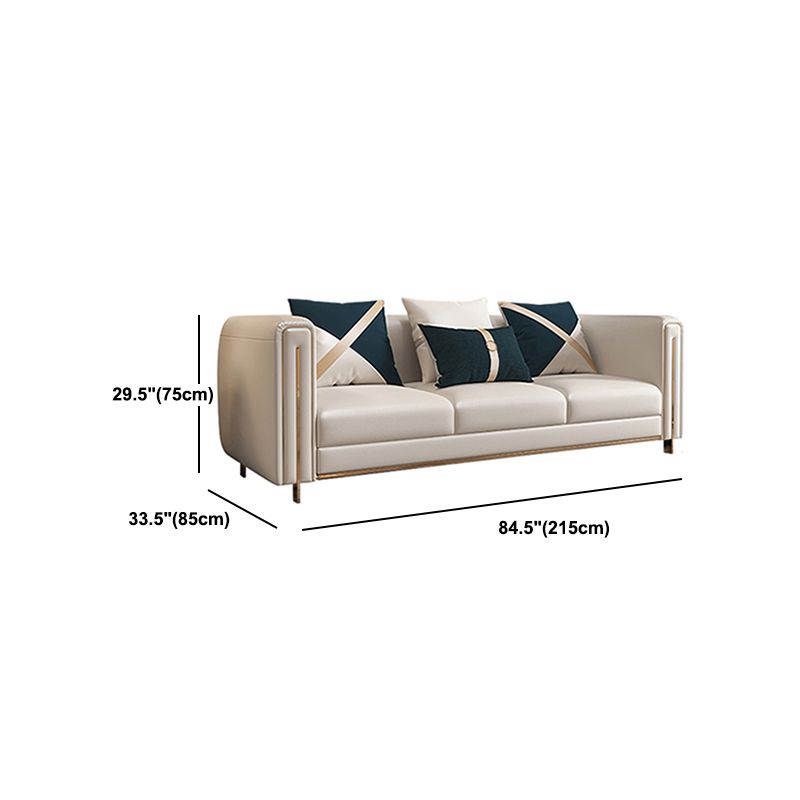 33.46" Wide Tuxedo Arm Sofa White Standard Sofa for Living Room