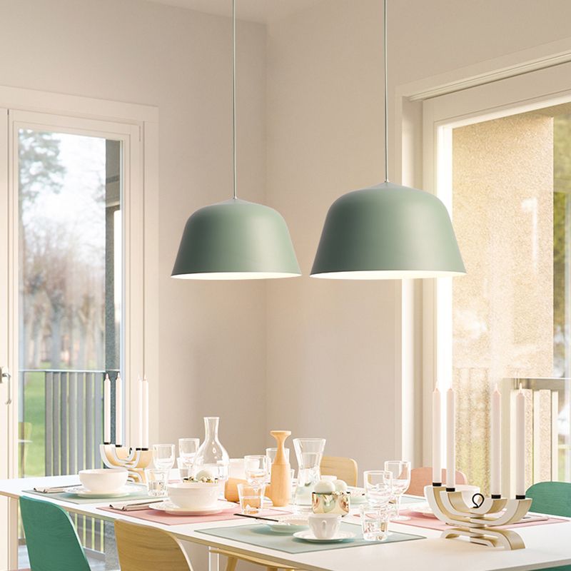 Forme de bol en métal Lumières suspendues modernes à 1-Light Prowing Fixture pour salle à manger