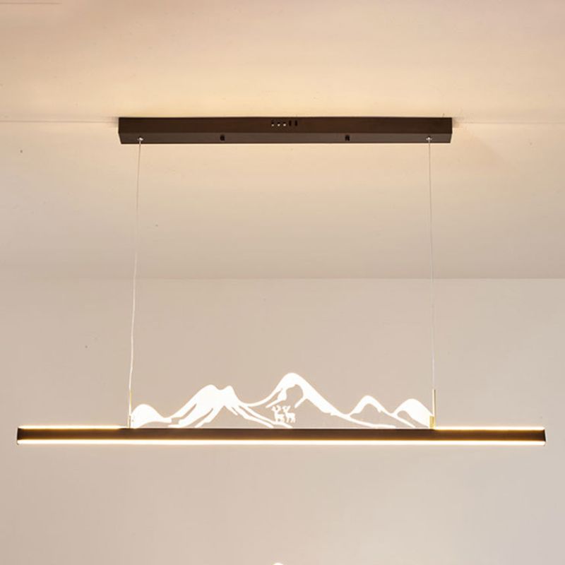 Modern Style Dining Chandelier Lamp Dining Room LED Long Strip Pendant Light Fixture