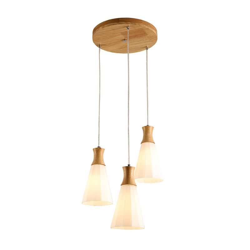 White Shaded Pendant Lighting Fixture Nordic Wooden Ceiling Pendant Light for Bedroom