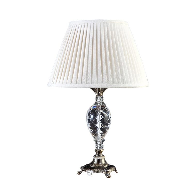 Lampe de bureau en tissu plissé moderne 1 tête de tête en blanc