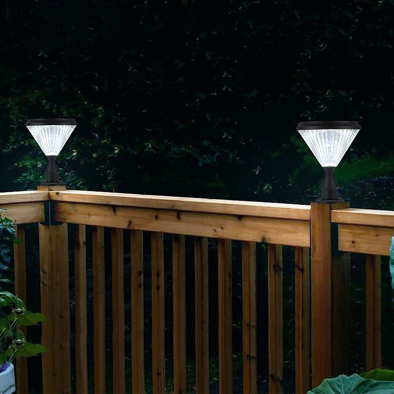 Contemporary Pillar Light with Cone Shaped Shade for Courtyard