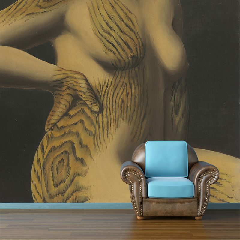 Full Size Surreal Murals Wallpaper Brown Rene Magritte the Ontdekking Wall Decor, Custom Made