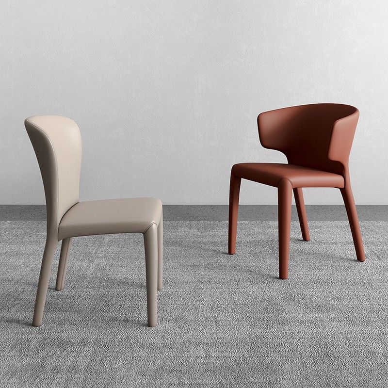 Contemporary Style Dining Chair Faux Leather Low Back Dining Side Chair