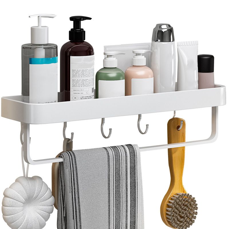 Contemporary Bathroom Accessory Set Metal Bath Shelf in White