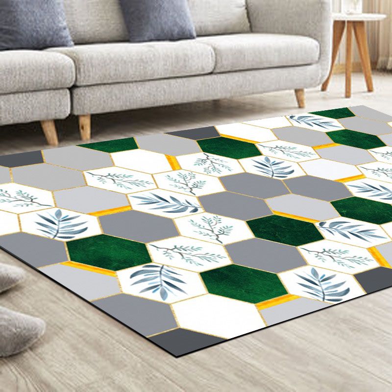 Stylish Pink Modern Rug Geometric Print Polyester Area Carpet Anti-Slip Rug for Home Decor