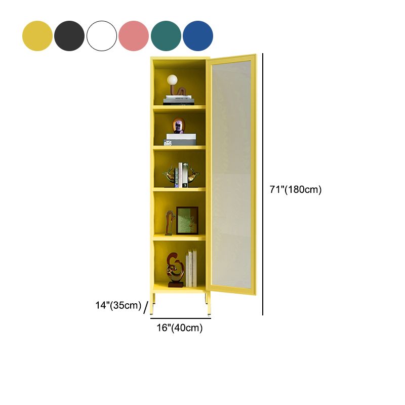 Modern Bookshelf Metal Closed Back Bookcase with Door for Office