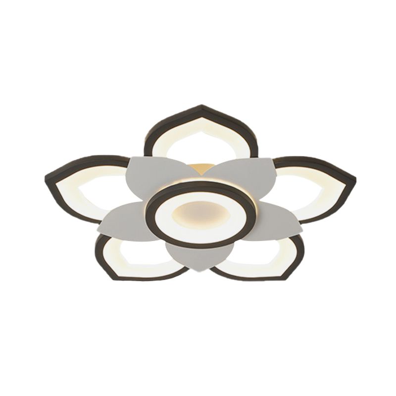 20.5 "/24.5" W Lotus Flush Plafond Licht Modern Acryl Zwart en Wit LED Flush Lamp-armatuur, Wit/Warm Licht