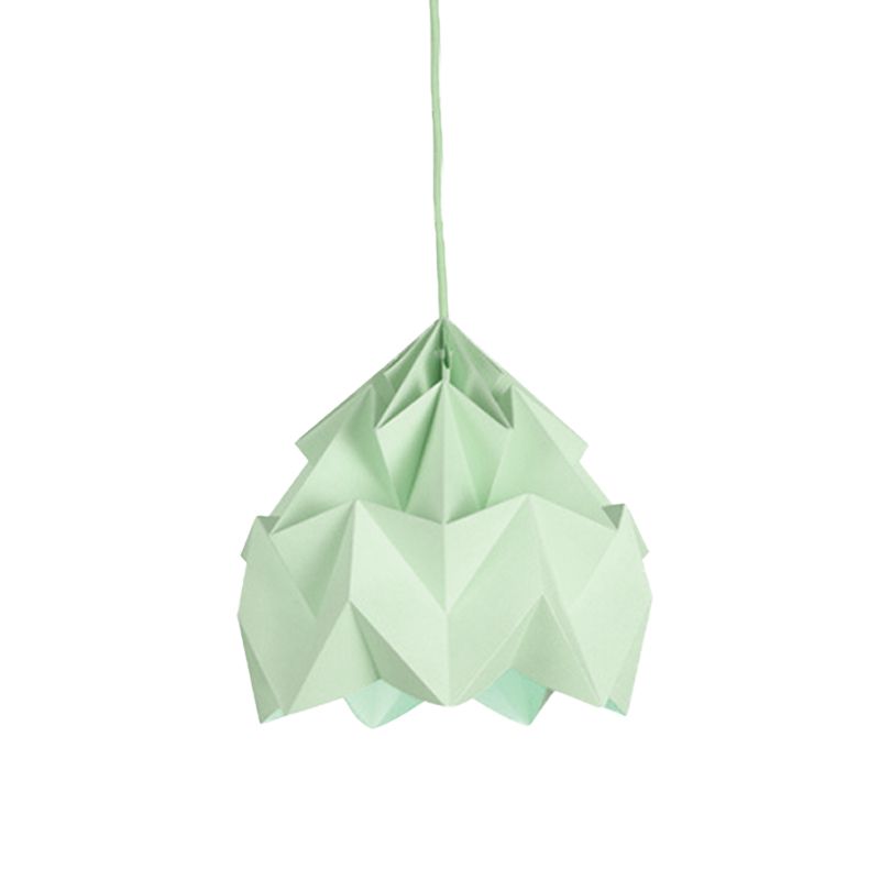 Origami Ceiling Pendant Light Macaron Paper 9.5"/15" Dia 1 Light Pink/White/Green Hanging Lamp Kit