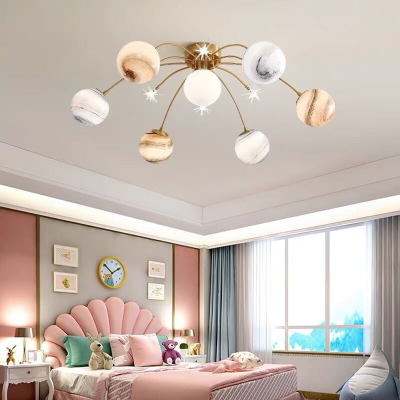 Modern Ceiling Light Glass Shade Flush Mount Lighting Fixture for Bedroom