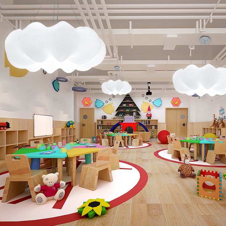 Minimalist Style Hanging Lamp Cloud Shape Plastic Chandelier Pendant Light