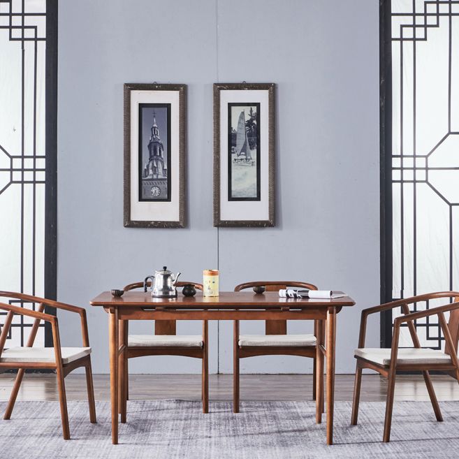 Silla de comedor de madera para el hogar tradicional, silla lateral de comedor con respaldo abierto y brazo