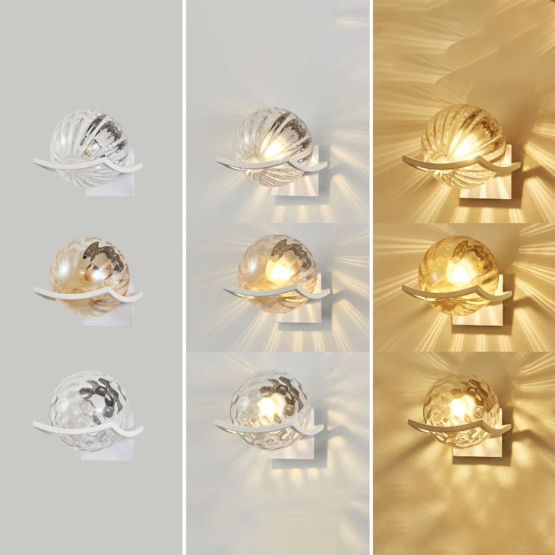 Spherical Bedroom Wall Light Sconce Glass Contemporary Style Sconce Light Fixture