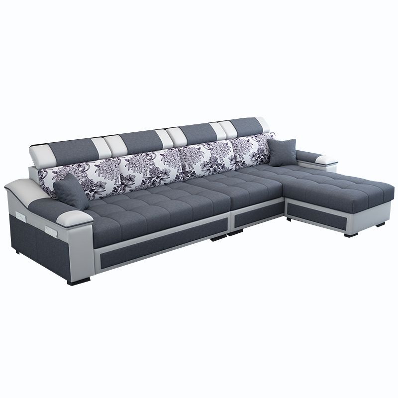 106.3"D x 57"W x 35.43"H Sloped Arm Sectionals, Modern High Back Sofa with Storage