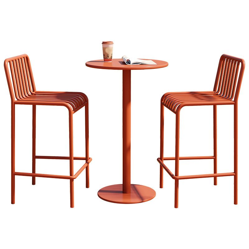 Round Modern Bar Table Set 1/3/4 Pcs Metallic Finish Bar Height Set