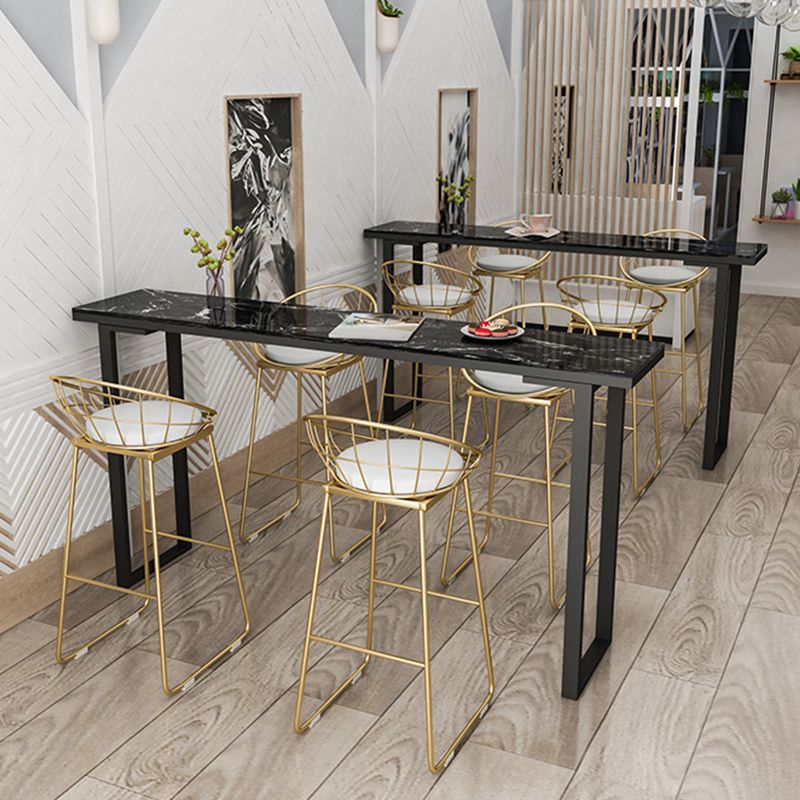 Glam Bar Height Table Faux Marble Top Bistro Table with Sled Base