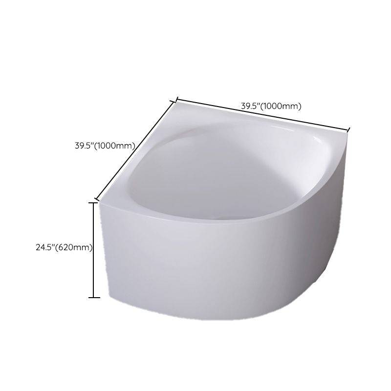 White Acrylic Corner Soaking Bath Modern Back to Wall Bathtub