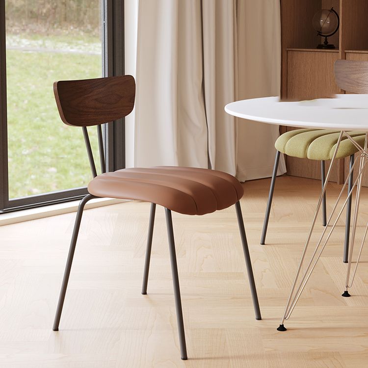 Industrial Style Side Chair Upholstered Dining Chair with Metal Base