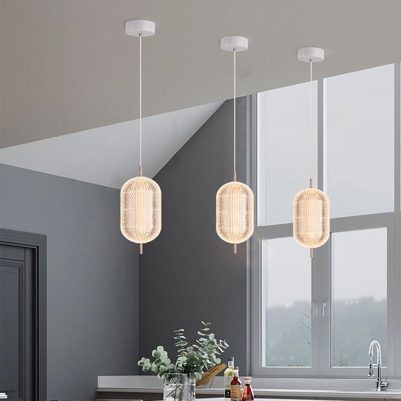 Forma de geometría de metal luz de techo colgante estilo moderno 1 luz colgante de luz en blanco
