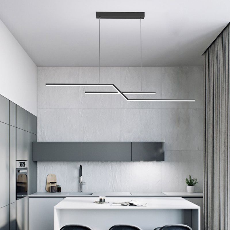 2 - Light Iron Kitchen Island Fixture LED Contemporary Ceiling Pendant