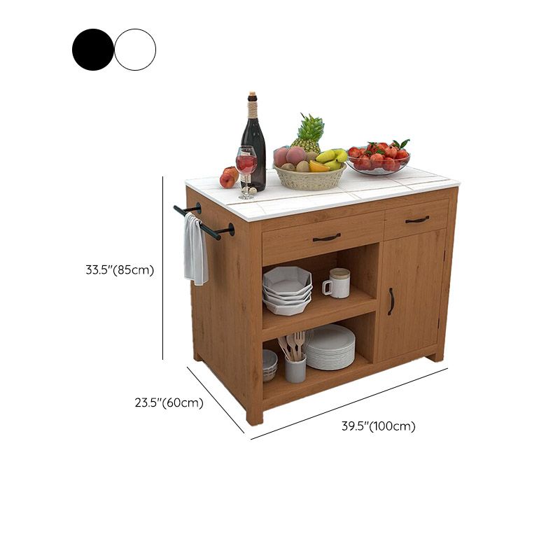 Modern Kitchen Island Table Dining Room Prep Table with Casters