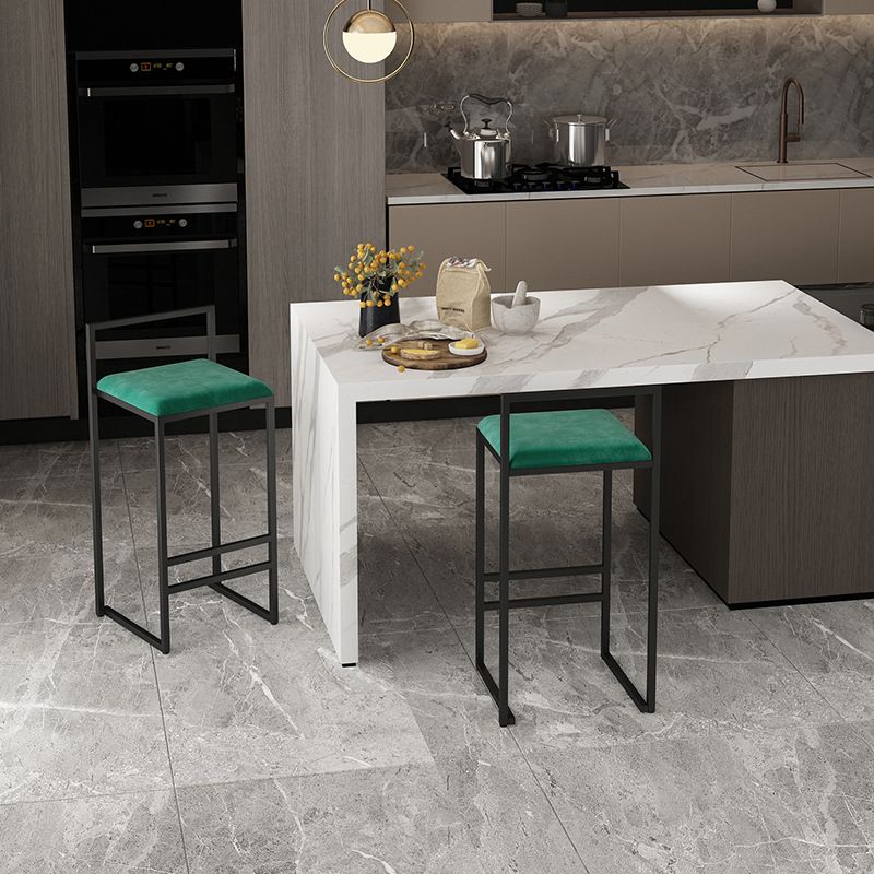 Contemporary Jewelry Shop Footrest Counter Stool Matte Finish Velvet Barstool