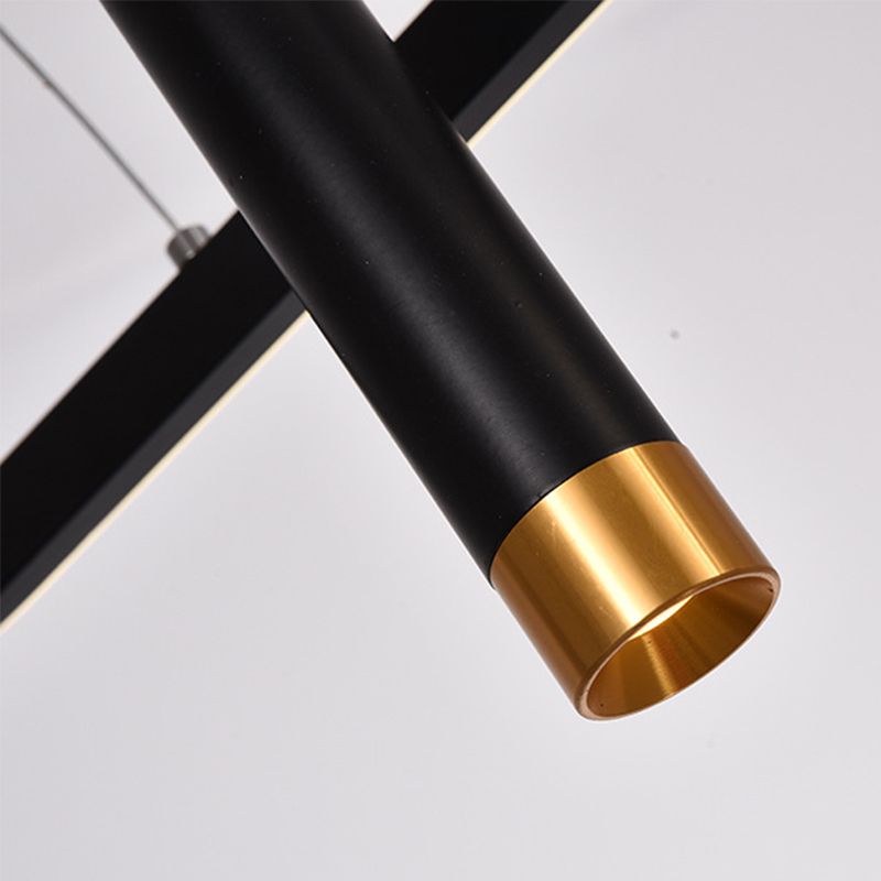 Modern Geometric Island Light Metal 39.5" Wide Island Pendant in Black for Dining Room