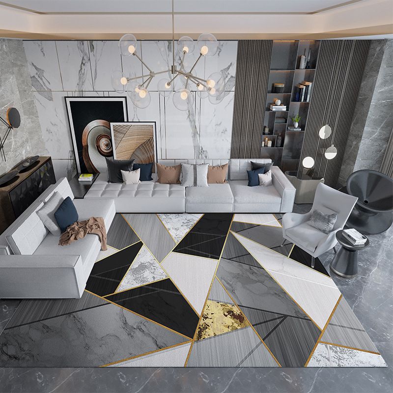 Gorgeous Geometric Carpet Trendy Patchwork Polyester Area Rug Stain Resistant Rug for Living Room