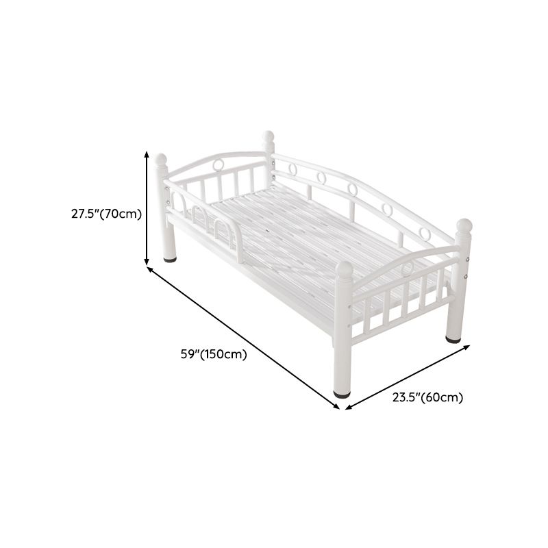 Metal Crib in White Industrial Iron Crib with Guardrails Nursery Bed