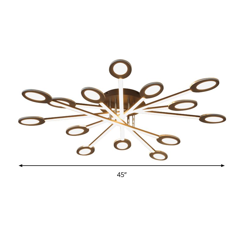 Starburst Semi Flush Minimalism Acrylic 31.5"/45" Wide LED Brown Close to Ceiling Lighting in Warm/White Light