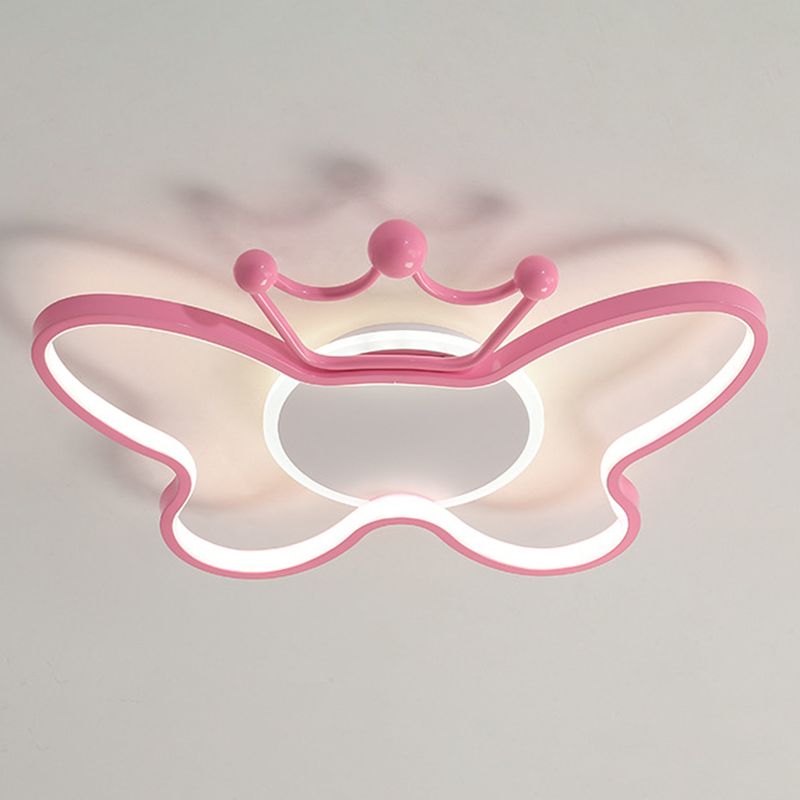 Butterfly Semi Flush Plafond Lilaires dessin animé Plafond en aluminium Chandelier pour enfants pour les enfants