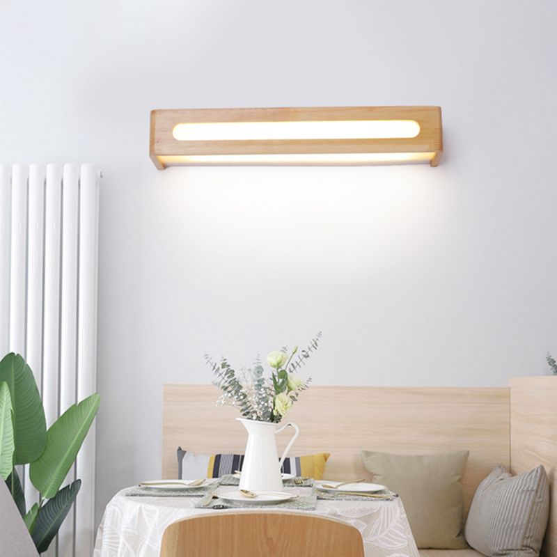 Semplicità rettangolo di vanità specchio luci da parete in legno per bagno