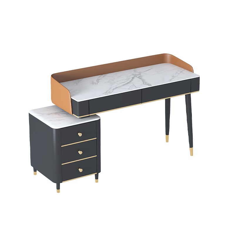 Black Vanity Dressing Table Stone Top Dresser with Storage Drawers