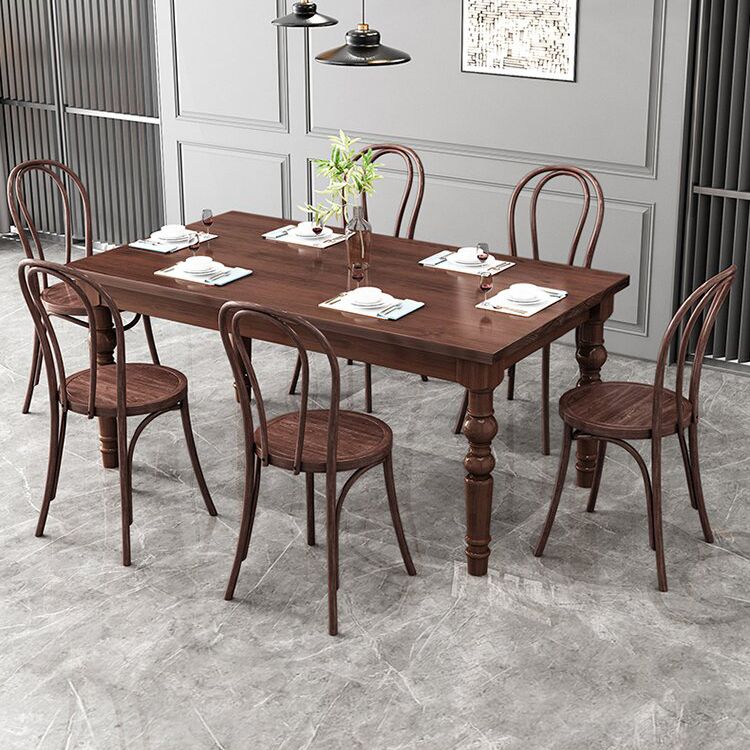 1/4/5/7 Pieces Dining Room Set Traditional Natural 4 Legs Table with Windsor Chairs