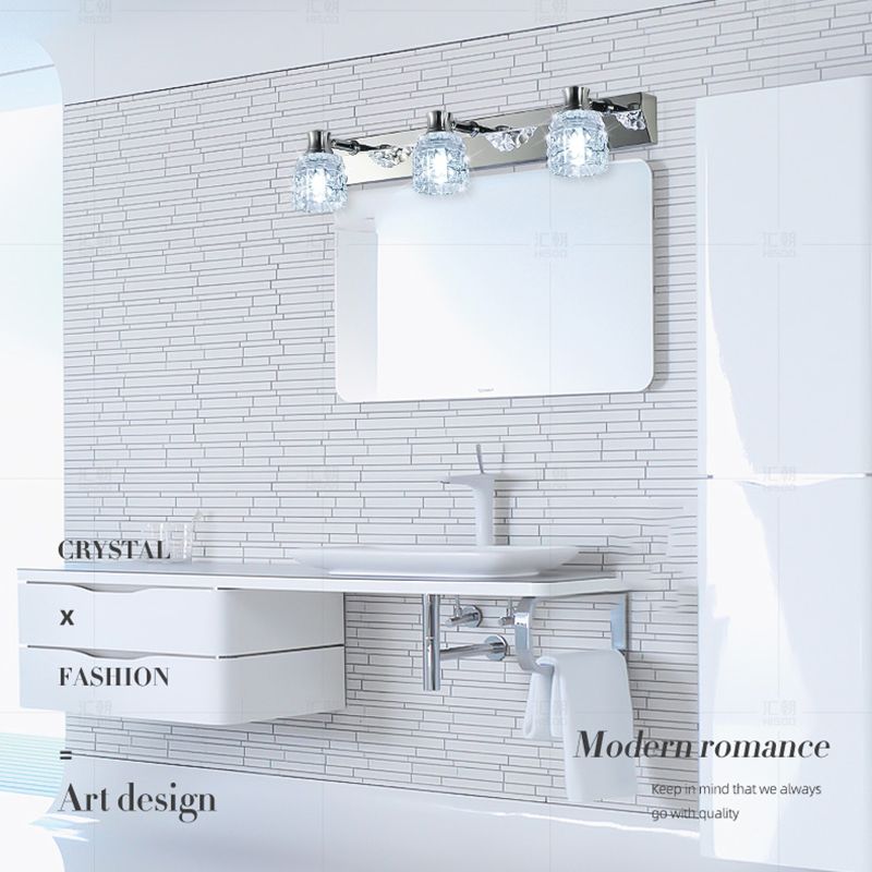Makeup Mirror Light Style moderne simple Aménagement de lampe miroir en acier inoxydable pour salle de bain