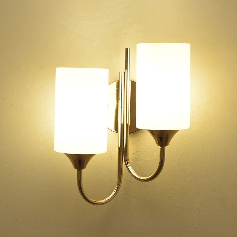 Modern Style Cylinder Wall Sconce Lights Glass 2 Lights Wall Mount Lighting