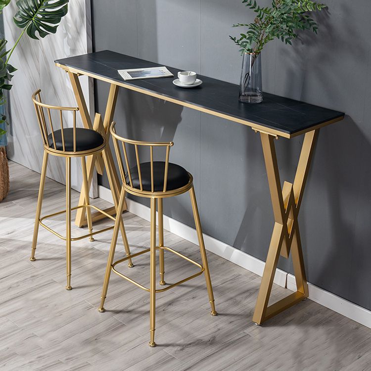 Glam Marble Bar Table with Rectangle Table Top Double Pedestal Table - 41.3" H