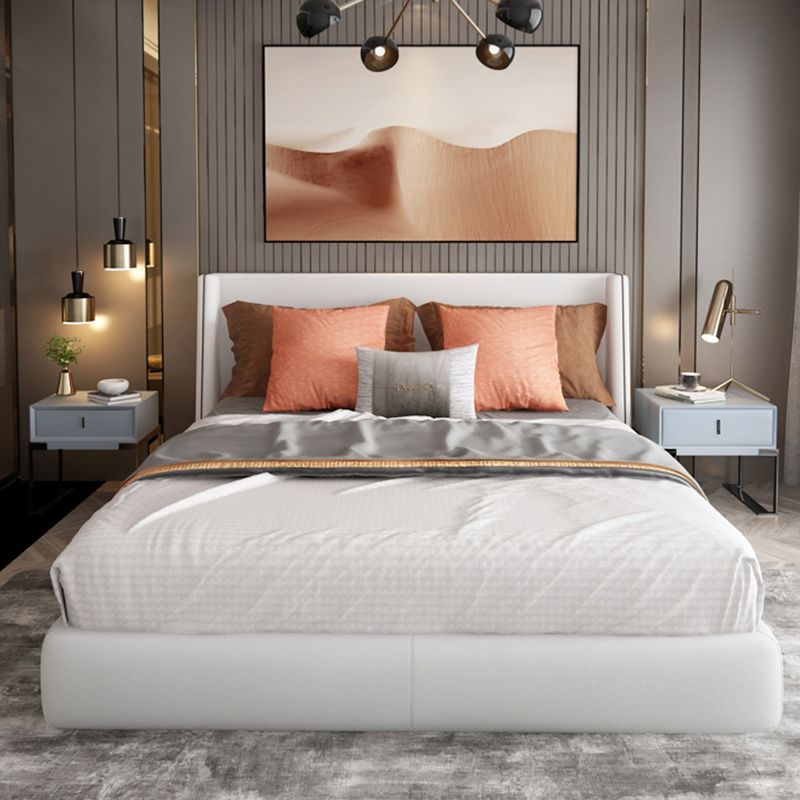 Leather Sled Nightstand 20" Tall Leather Night Table with 1 Drawer