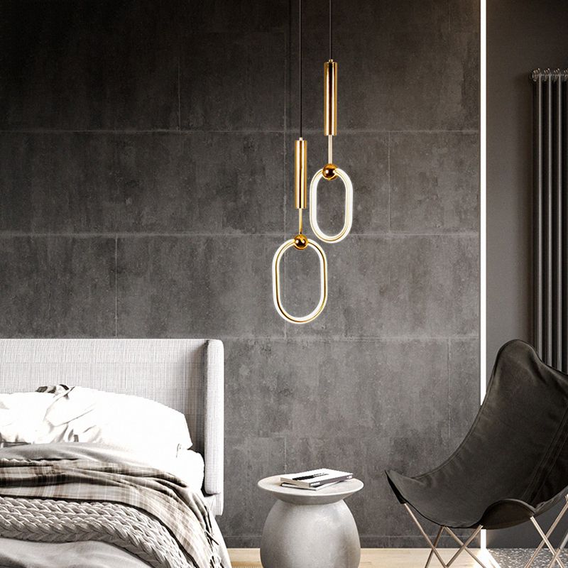Métal Gold Metal Postmodern Pendant Light 1-Light Plafond plafond Light pour chambre à coucher