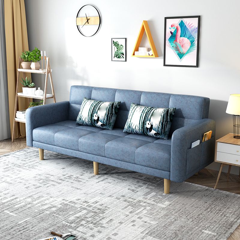 Contemporary Square Arm Sleeper Sofa Biscuit Back Convertible Sofa for Living Room