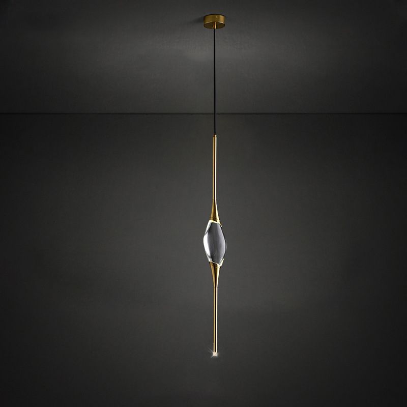 Copper Gold LED Hanging Lamp in Modern Luxury Style Crystal Geometric Pendant Light for Bedroom