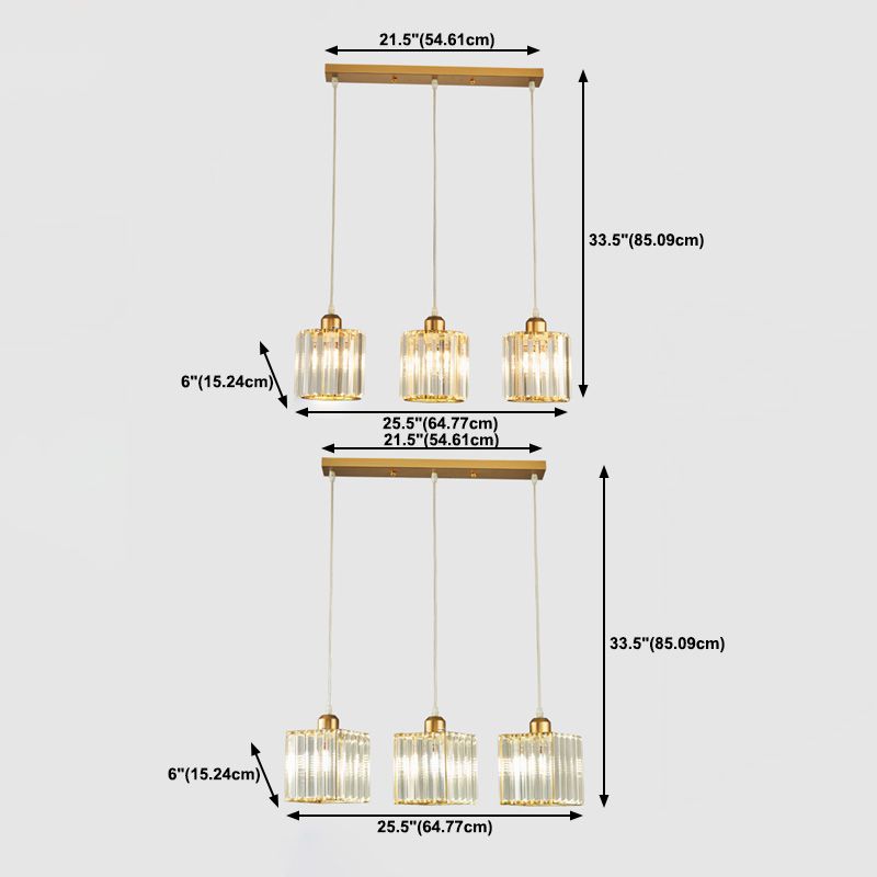 Estilo contemporáneo Geometry Island Lighting Crystal 3 Light Island Lights