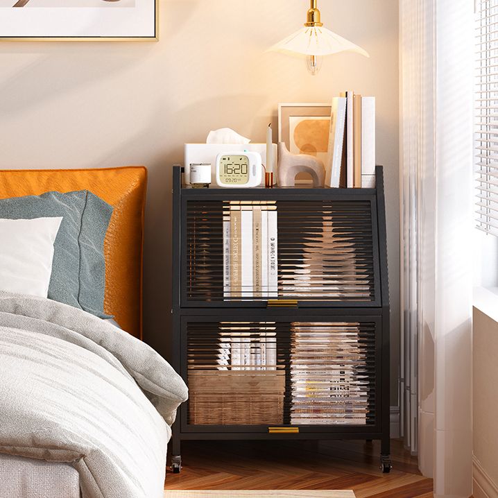 Closed Back Steel Bookcase Standard Glam Bookshelf with Doors
