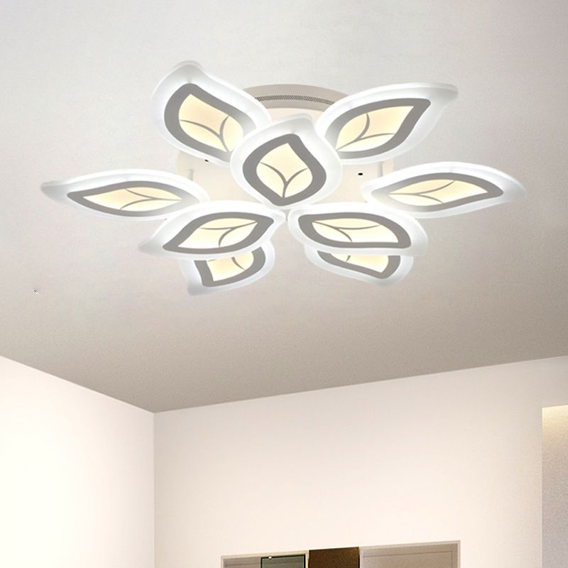Montaggio a filo a foglia luce moderna acrilica 4/6/9 luci a LED bianco Apparecchiatura a LED in luce calda/bianca/naturale